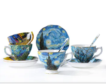 

JOUDOO Art Painting Coffee Mugs The Starry Night Sunflowers The Sower Irises Saint-Remy Coffee Tea Cups 35