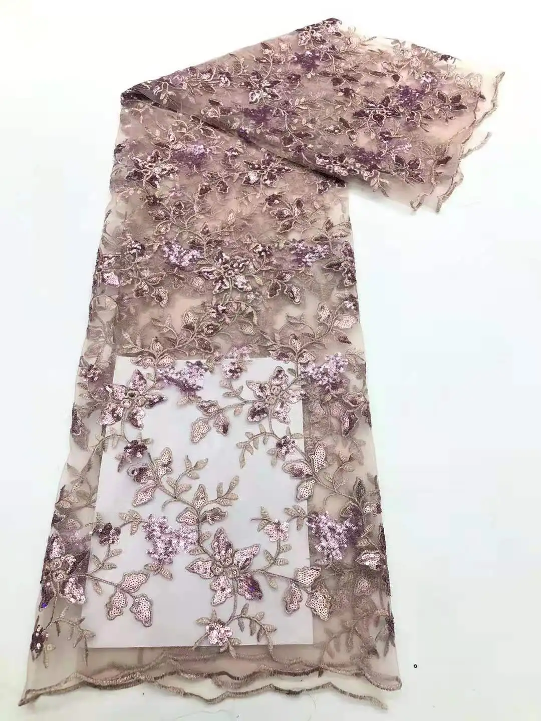 

High quality Sequins fabric embroidery French tulle net lace With beads sequins Africa lace fabric for wedding dress party dress