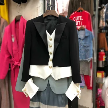 

Autumn Short Jacket Coat Women New French Small Fragrance High Quality White Black Jacket Women's Work Clothes Jacket Women