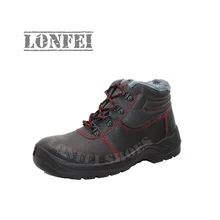 Черная защитная обувь из натуральной кожи на нескользящей подошве со стальным носком, ударопрочная/ударопрочная зимняя рабочая обувь для мужчин и женщин