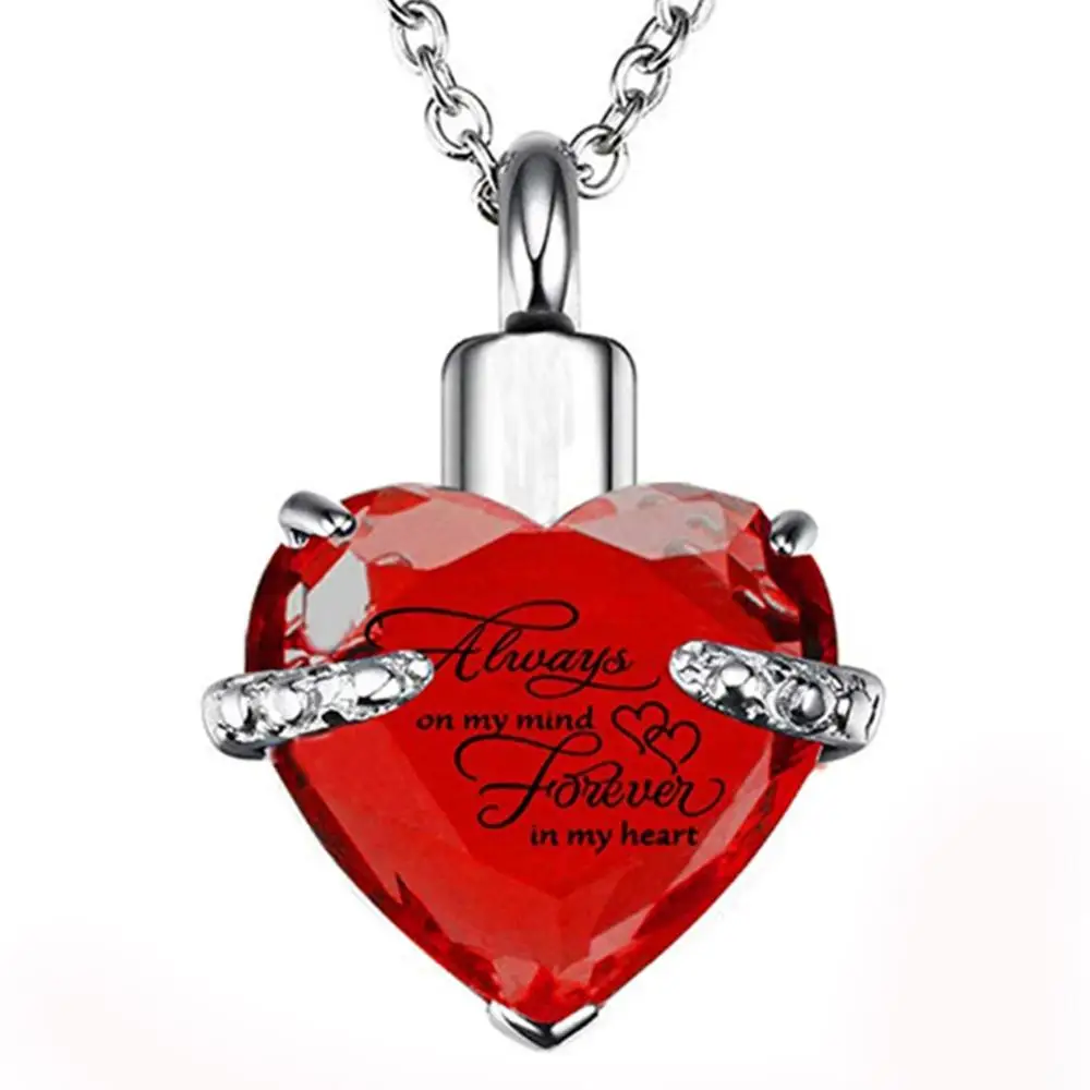 Сердечко Кремация Urn ожерелье для праха Jewelry памятный кулон с наполнителем Always on My