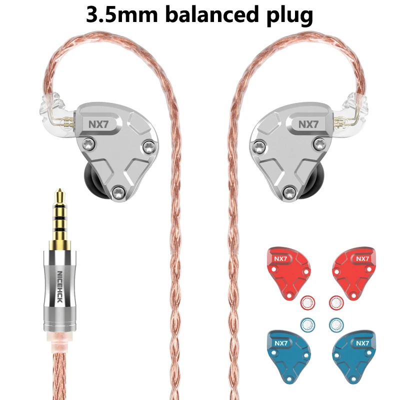 NICEHCK NX7 Pro HIFI наушники 4BA+ Dual CNT динамический+ пьезоэлектрическая керамика Гибридный 7 драйвер Untis Сменный фильтр Лицевая панель IEM - Цвет: 3.5mm balanced plug