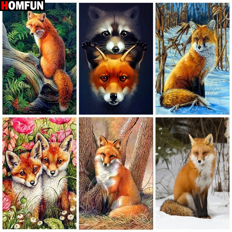 Картина из страз HOMFUN Пейзаж лисы животных настенное украшение с