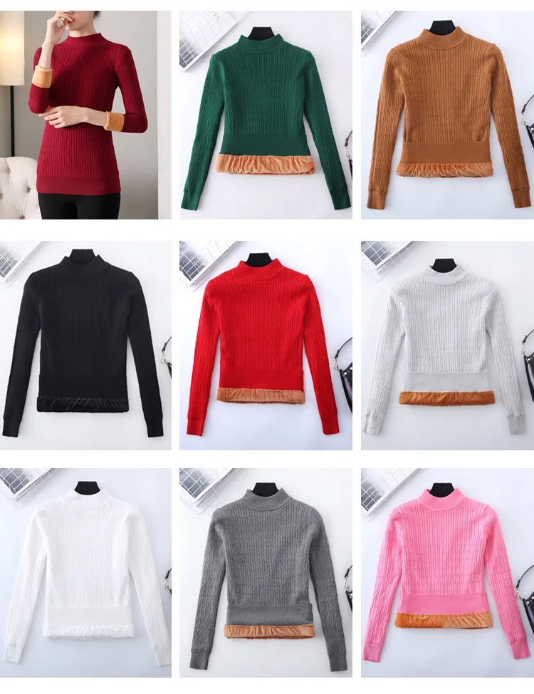 Бархатный свитер для женщин, Зимний пуловер с высоким воротом, свитера для женщин Invierno, джемперы для девушек, женский толстый свитер для женщин, топы