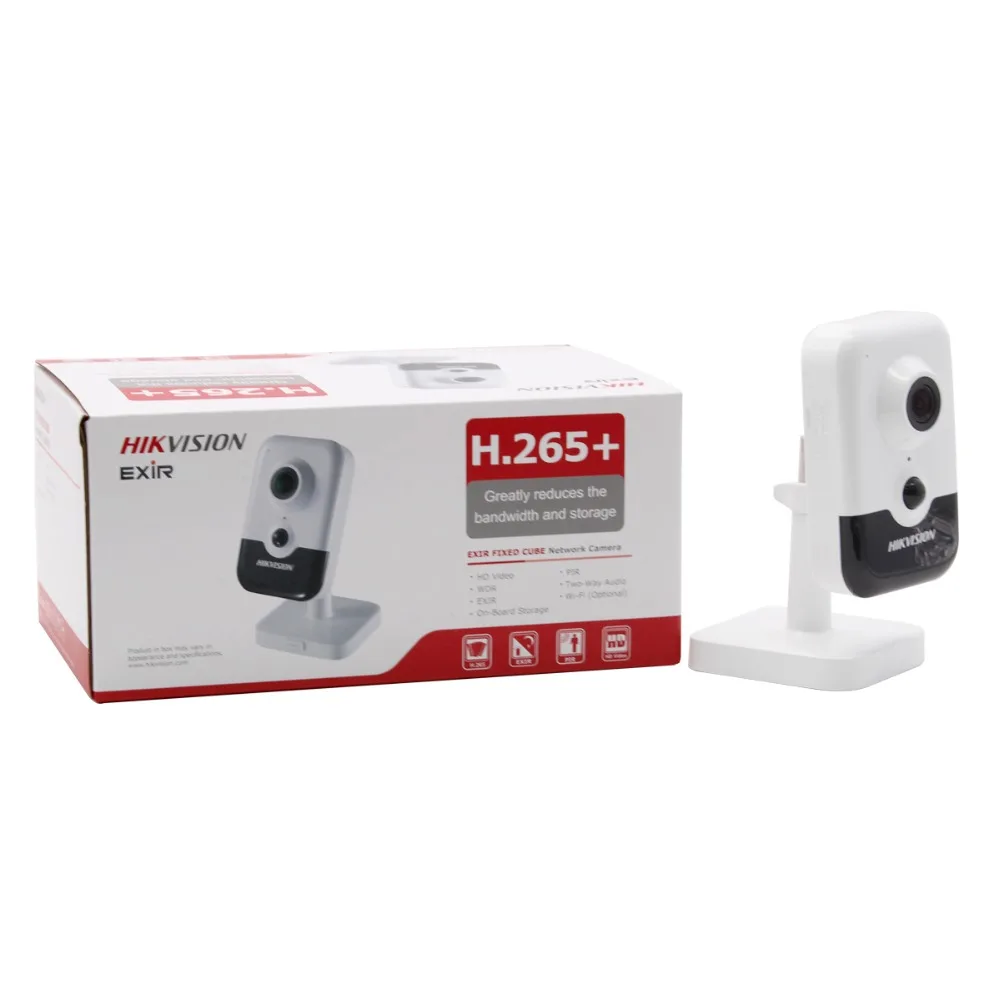 Hikvision,, 4MP, куб, Wifi, IP камера с аудио, PoE, для улицы, ночное видение, ИК, CCTV, DS-2CD2443G0-IW видеонаблюдения