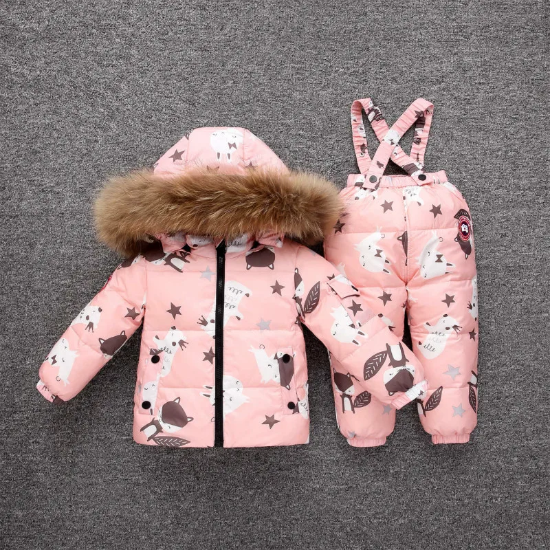 

Children Duck Down Jacket +Pants Baby Winter Ski Wear Boy Girl Clothes Set Infant Winter Coat Jumpsuit kids Parka Snowsuit