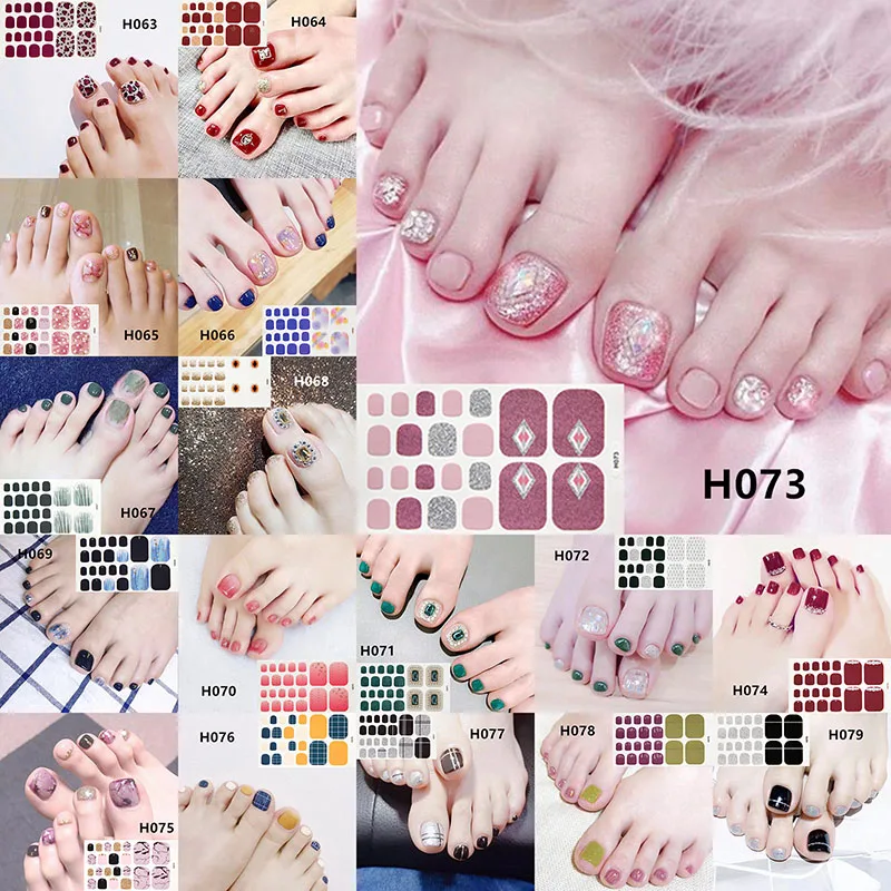 

LADY KINDOM DIY 3D Toenail Stickers Glitter Marbling Toenail Strips Waterproof Nail Patch Environmental Toenail Foils Wraps