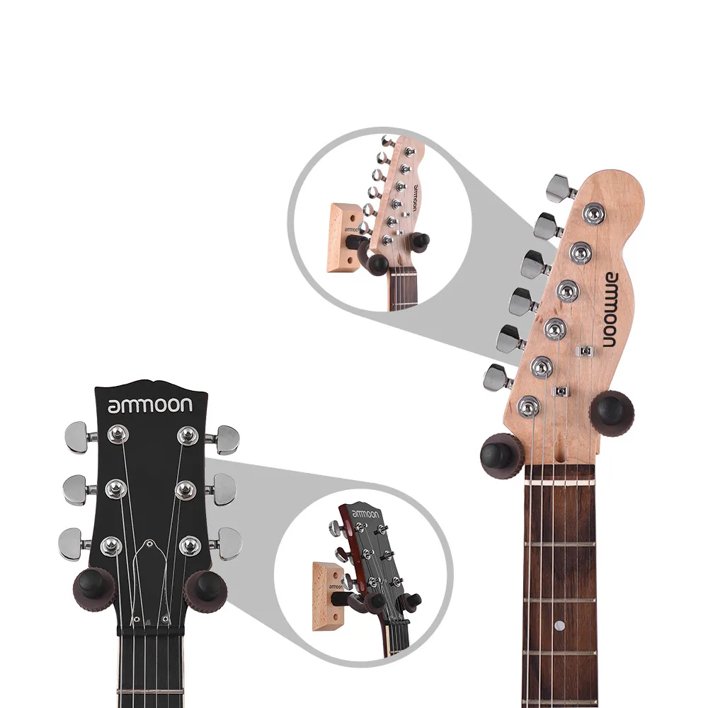 ammoon Guitar Hanger Wooden Wall Mount Hook Holder Keeper Electric Acoustic Guitars Bass Ukulele Guitar Accessories guitar accessories guitar wall mount guitar hanger