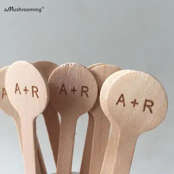 

100pcs Personalized Wooden Stir Sticks with Initials Wedding Buffet Table Decoration Vintage Tea Coffee Beverage Stirrers