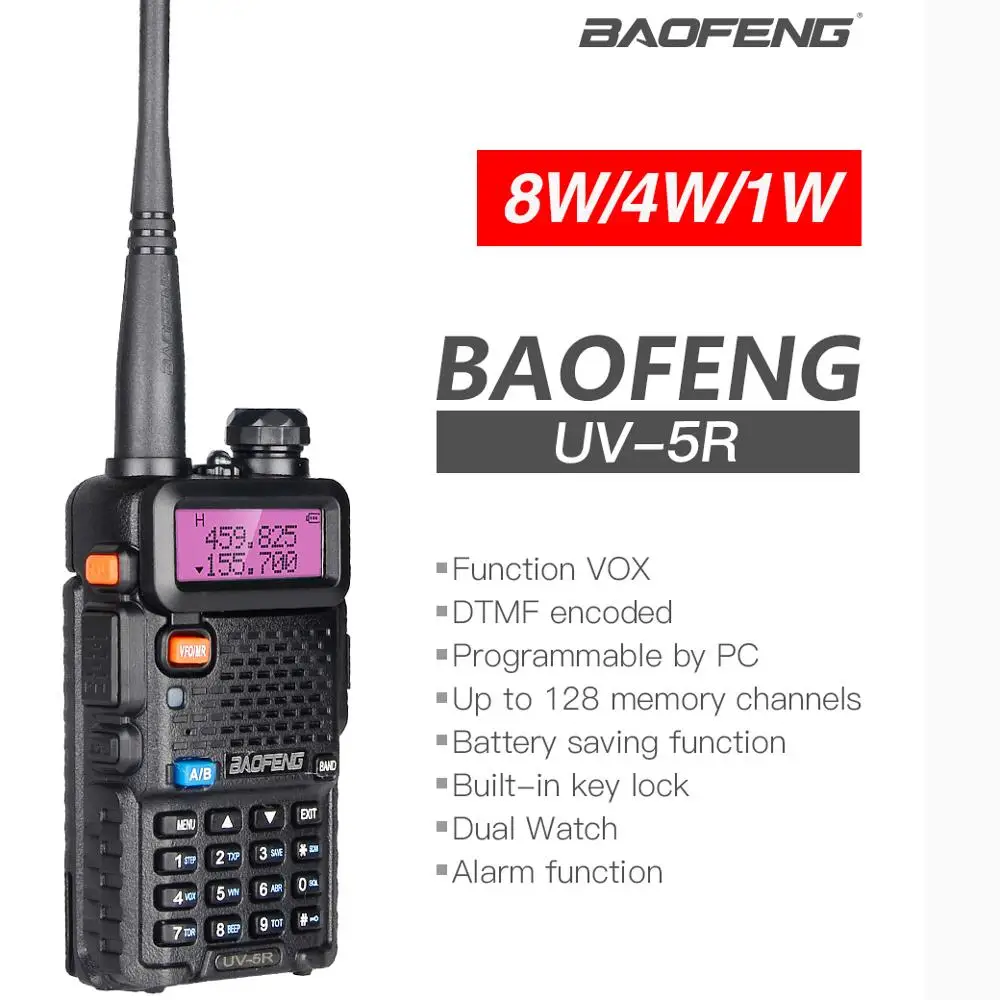 Высокая мощность 8 Вт Baofeng UV 5R рация 10 км портативная CB ham радиостанция укв УВЧ КВ трансивер Охота UV5R двухстороннее радио