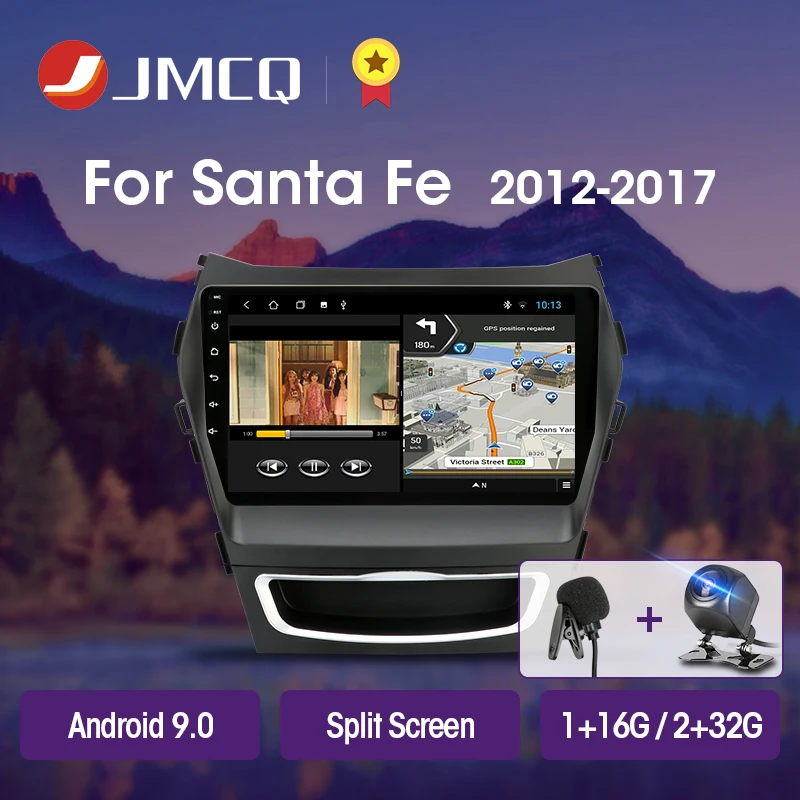 Автомагнитола JMCQ T3L PLUS для Hyundai Santa Fe 3 2013-2017 мультимедийный видеопроигрыватель с