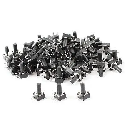 

100 x Momentary Action 3 Pin Terminals Tactile Switch 4.5mmx4.5mmx8mm Black