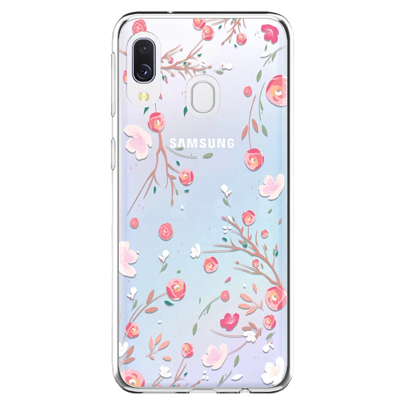 Прозрачный чехол с Тропическими Цветами для Samsung Galaxy A70 A50 A40 A20e мягкий силиконовый
