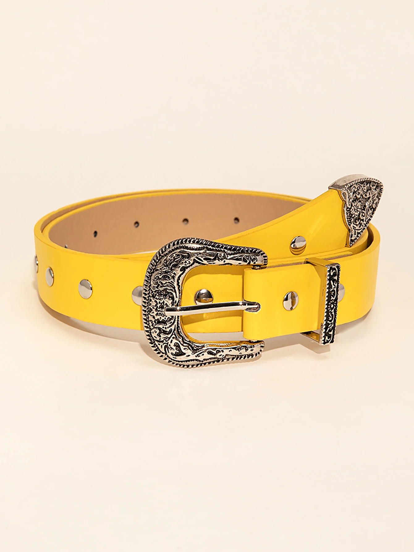 Women Carved Alloy Metal Rivet Wide Buckle Belt Fashion Retro PU Waistband Office Ladies Yellow Belts wide belts