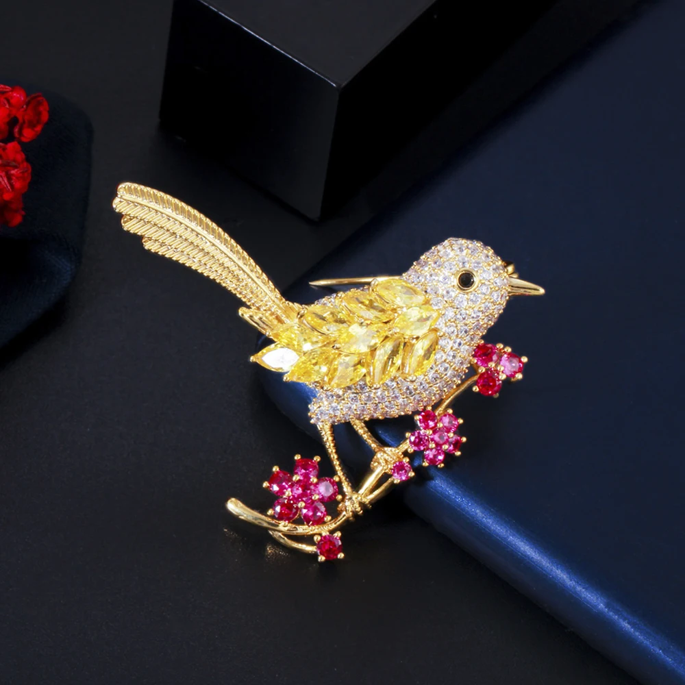 Classy Cubic Zircon Flower Animal Bird Pin Brooch for Women Famous