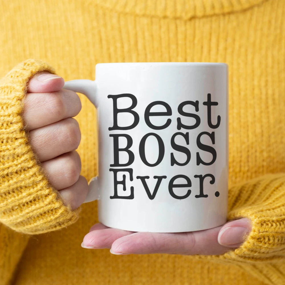 

BEST BOSS EVER 350ml Ceramic Porcelain Coffee Tea Cup FRIENDS GIFT MUG