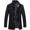 Woolen Coat Men Winter Windbreaker Long Thick Wool Jackets abrigo hombre Man Stand Collar Single Breasted With Vest Woolen Coats 4