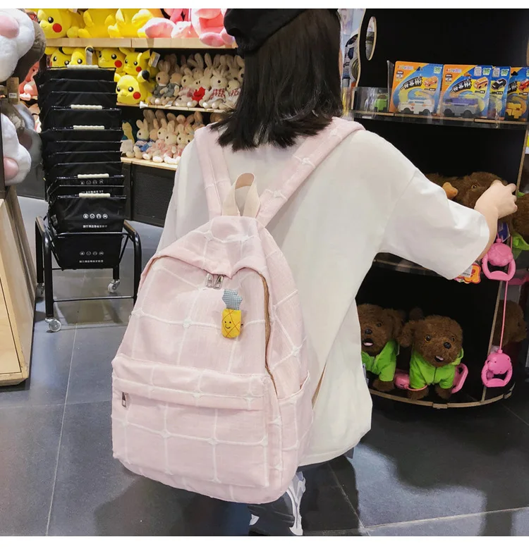 Простой водонепроницаемый холщовый женский рюкзак Harajuku дышащие дорожные рюкзаки высокого качества решетки школьный женский рюкзак