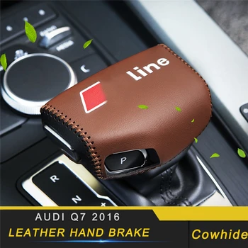

For Audi Q7 4M 2016 2017 2018 Car Styling Genuine Leather Hand Brake Gear Shift Collar Cover Case Interior Accessories
