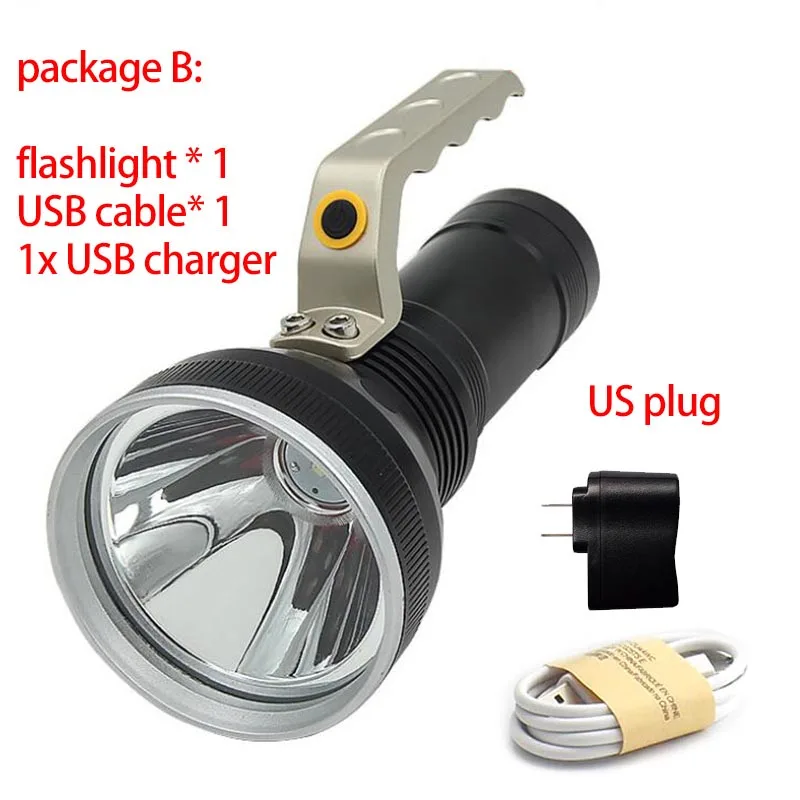 lamp and US plug Тактический светодиодный фонарик мощный светодиодный USB Перезаряжаемый ручной ламповый фонарь вспышка прожектор фонарь для рыбалки кемпинга Torcia - Испускаемый цвет: lamp and US plug