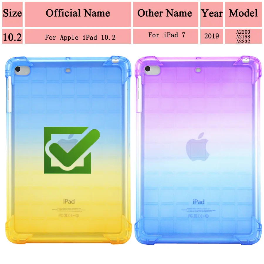 Чехол для ipad 7 с градиентом для Apple ipad 10,2 дюймов, чехол для ipad 7, 7, 7 поколения, дюйма, роскошный чехол, прозрачная кожа - Цвет: Yellow