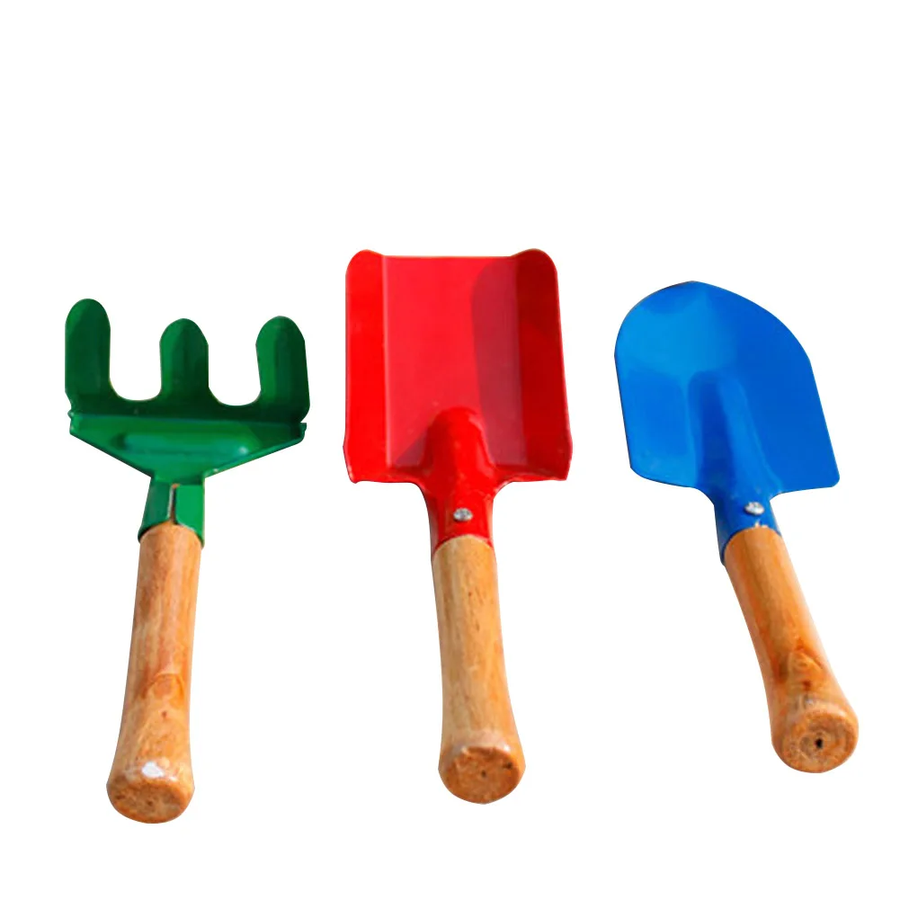 3pcs Portable Home Horticulture Multifunction Easy Use Colorful Cultivating Shovel Rake Spade Garden Tools Set Kids Dibber Mini