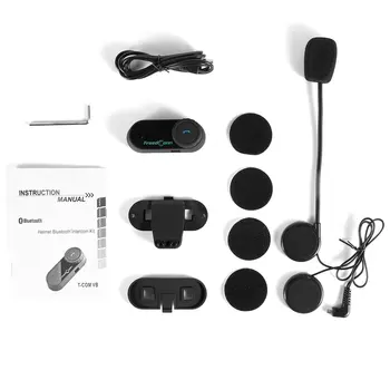 

T-COM VB Motocycle Helmet Headset 800M Range Bluetooth Interphone Motorcycle Intercom with FM Radio with Extra Clip