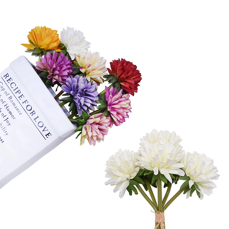 6 шт. 6,5 см шелковые хризантемы букет цветов искусственные шелковые цветы для дома Свадебные украшения шелковые гортензии искусственные герберы