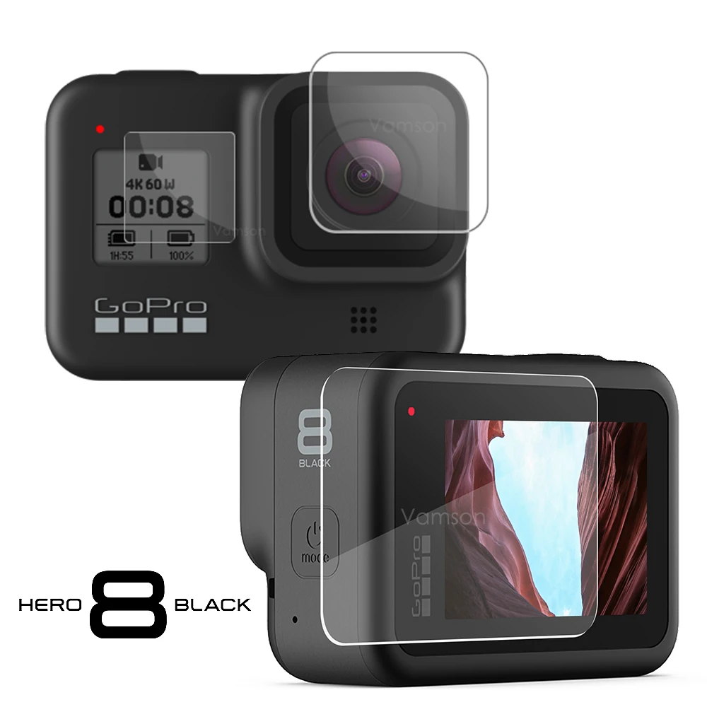Закаленное стекло Vamson для GoPro Hero 8 аксессуары крышка объектива Защитная пленка ЖК