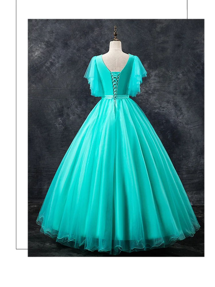 Свадебное кружевное платье с аппликацией, пышное платье, Vestidos De Debutantes, v-образный вырез, длина до пола, вечернее платье, Robe De Quinceanera