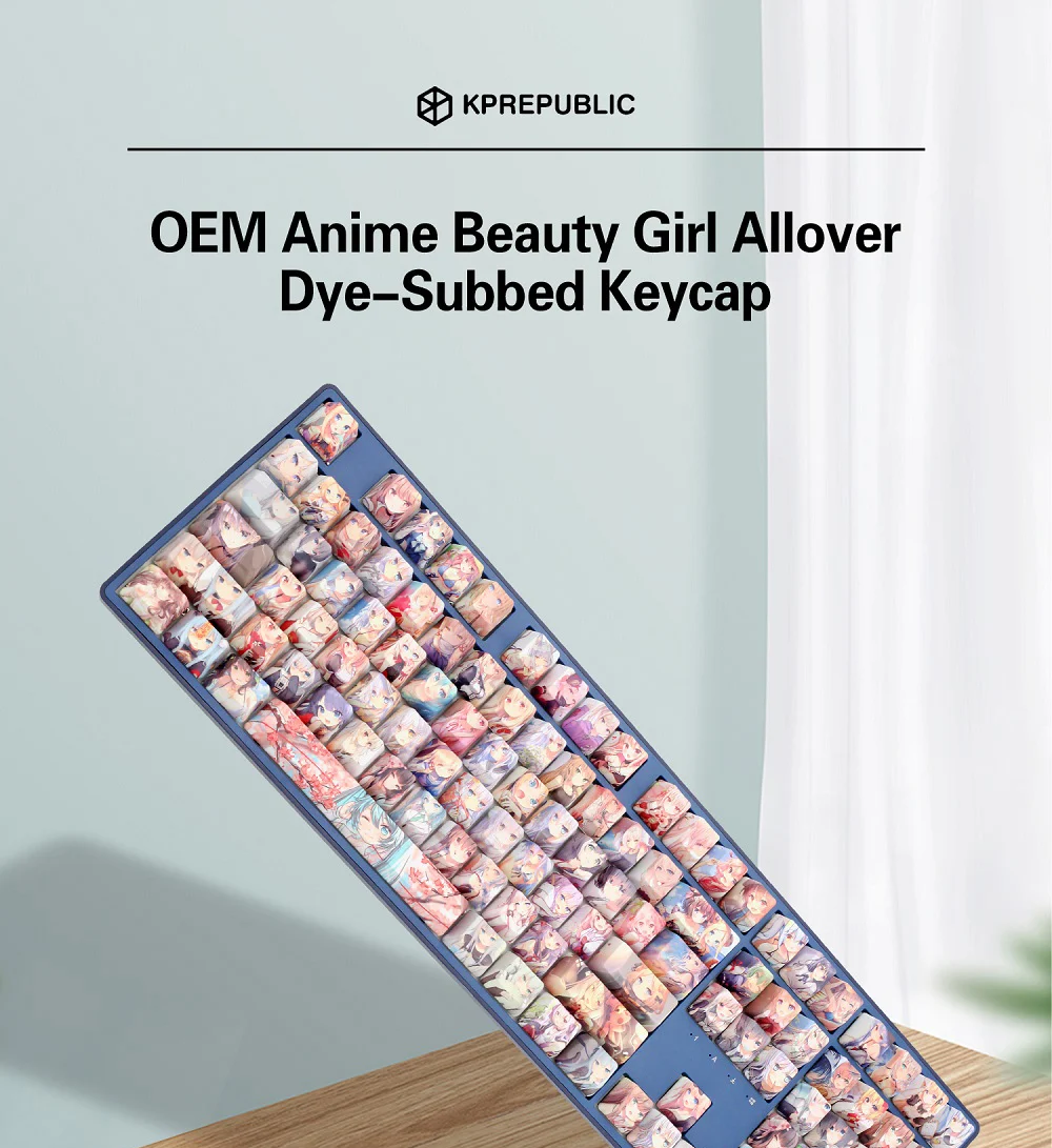 omo anime bonito jovem menina perfil oem corante sub keycap para teclado mecânico tkl ansi