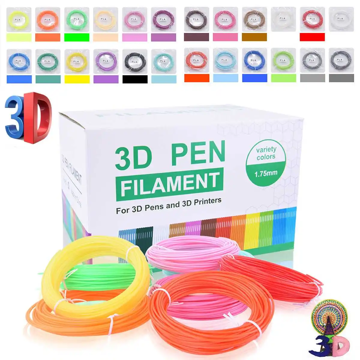120 м/240 м 3D Ручка для печати, нити для 3d принтера, 24 цвета, PLA, для детей, сделай сам, рисование, рисование, подарок, 3D Ручка для рисования
