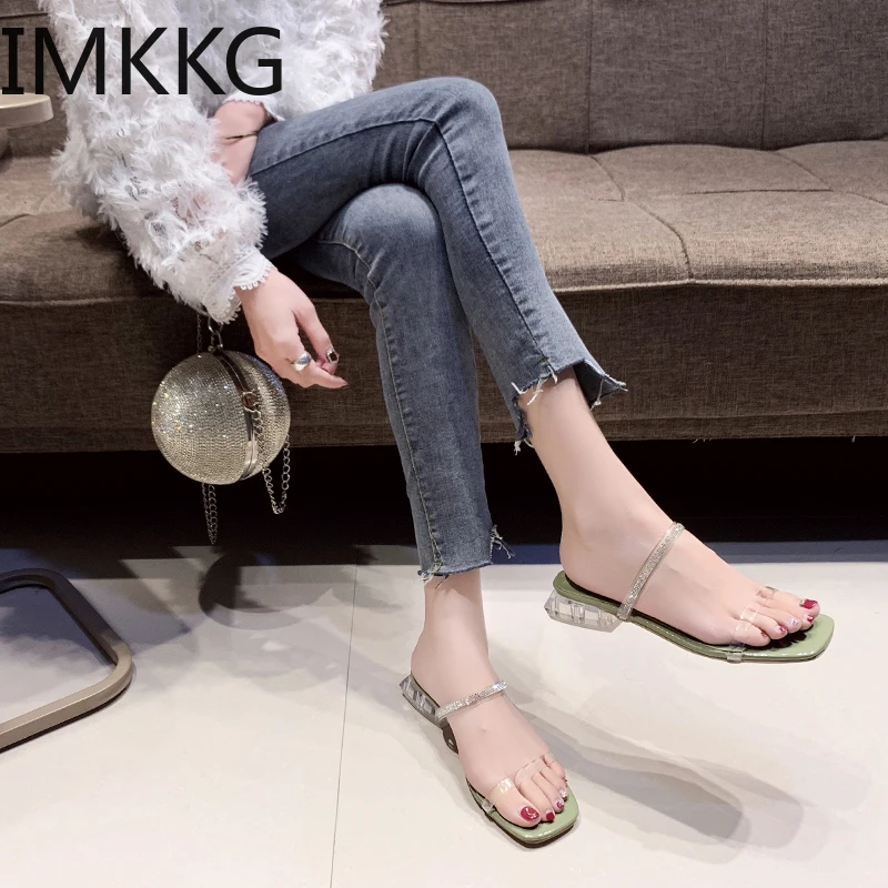 2020 женские крутые босоножки обувь знаменитостей в простом стиле ПВХ прозрачные