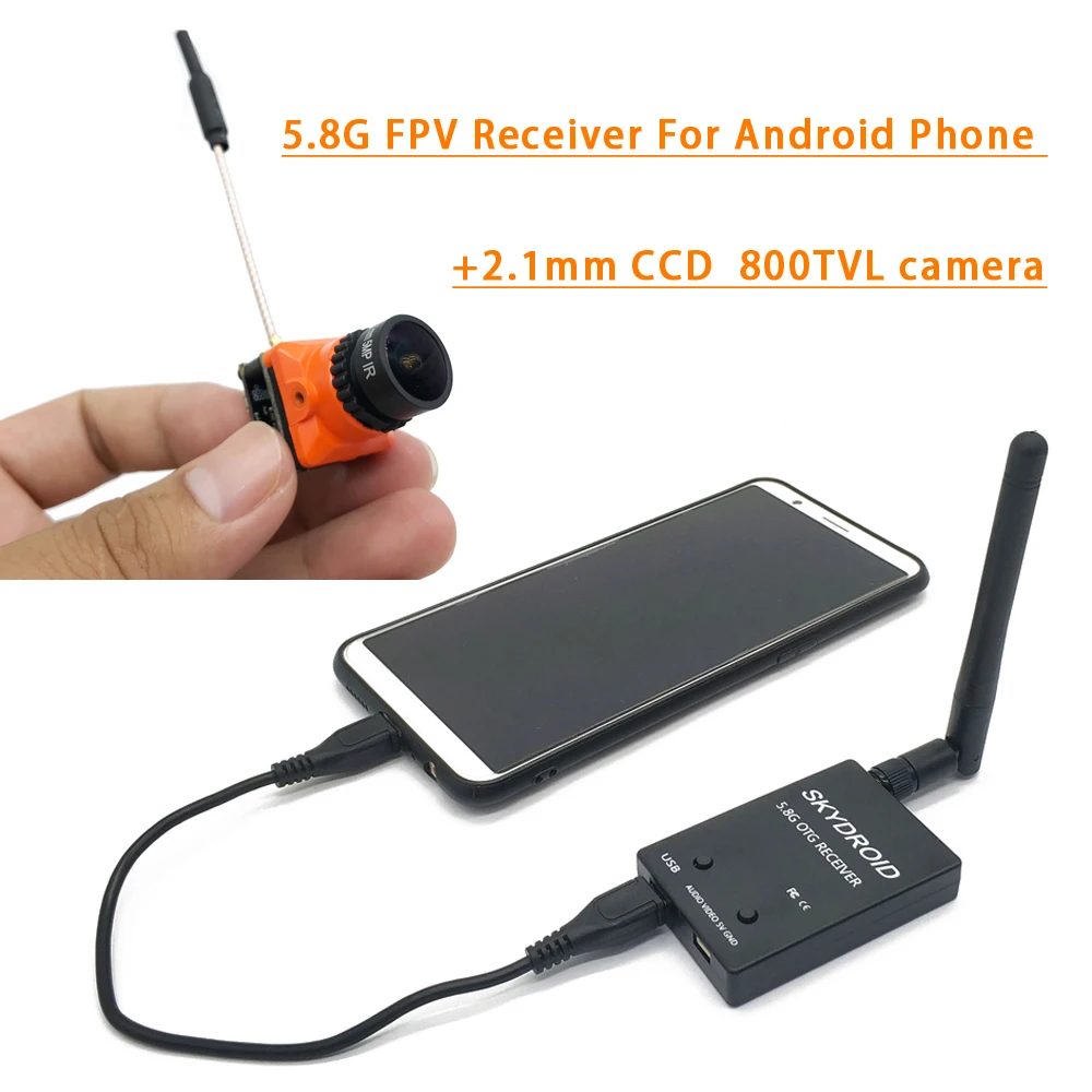Простой в использовании 5 8G FPV приемник UVC Video Downlink OTG VR Android телефон с DC 5-24V 1/1/1