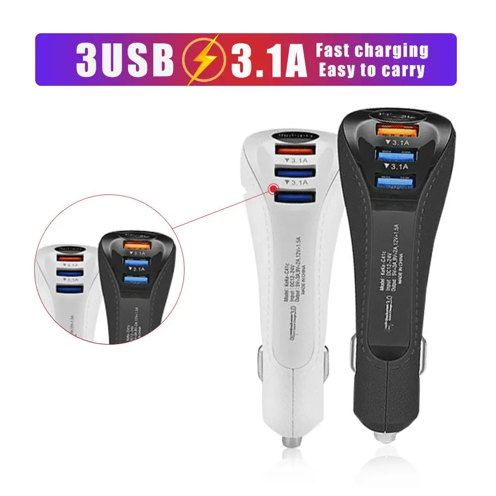 Быстрая зарядка 3 порта USB Автомобильное зарядное устройство 3 порта 3.1A Быстрая зарядка для мобильных телефонов адаптер Автомобильное зарядное устройство QC3.0