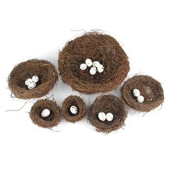 

DIY Handmade Rattan Bird Nest House Simulation Quail Eggs Bird Eggs Wedding Party Props Decoration Easter Supplies