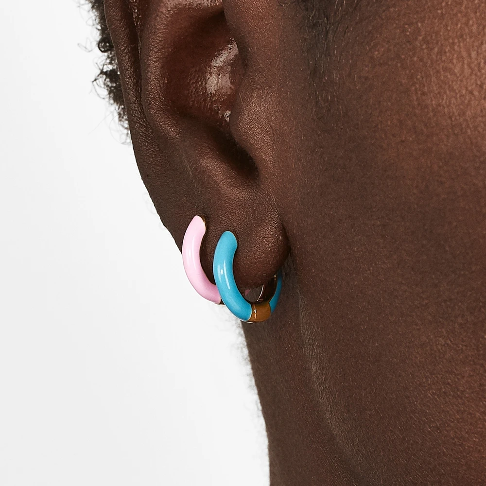 Newest Trendy Ear Hoops Earrings for Women Luxury Enamel Small Circle Round Huggie Earrings Maxi Gold Brincos Jewelry Gifts