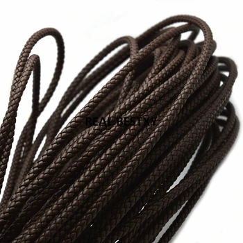 

2m/lot approx: 5mm brown Braided Leather Rope String Cord For Bracelet Jewelry Craft Making DIY Findings Wholesale leather cords