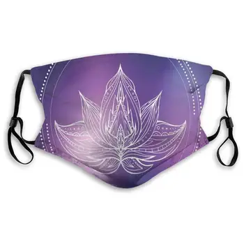 

Unisex Half Face Mouth Mask Face Masks Anti-Dust Face Windproof Ski,Boho Style Lotus Flower Illustration On Space Background,S