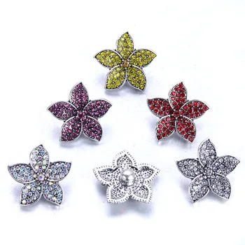 

New 18mm snap Buttons windmill Flower Snaps Jewelry Crystal Rhinestone Metal buttons for 18mm 20mm snap button bracelet Jewelry
