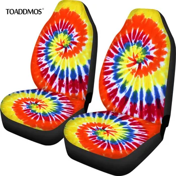 

TOADDMOS Colorful Tie Dye Pattern 2PCS Car Seat Covers Mat Pad Accessories Car Interior Fashion Decor Seat Covers Durable Covers