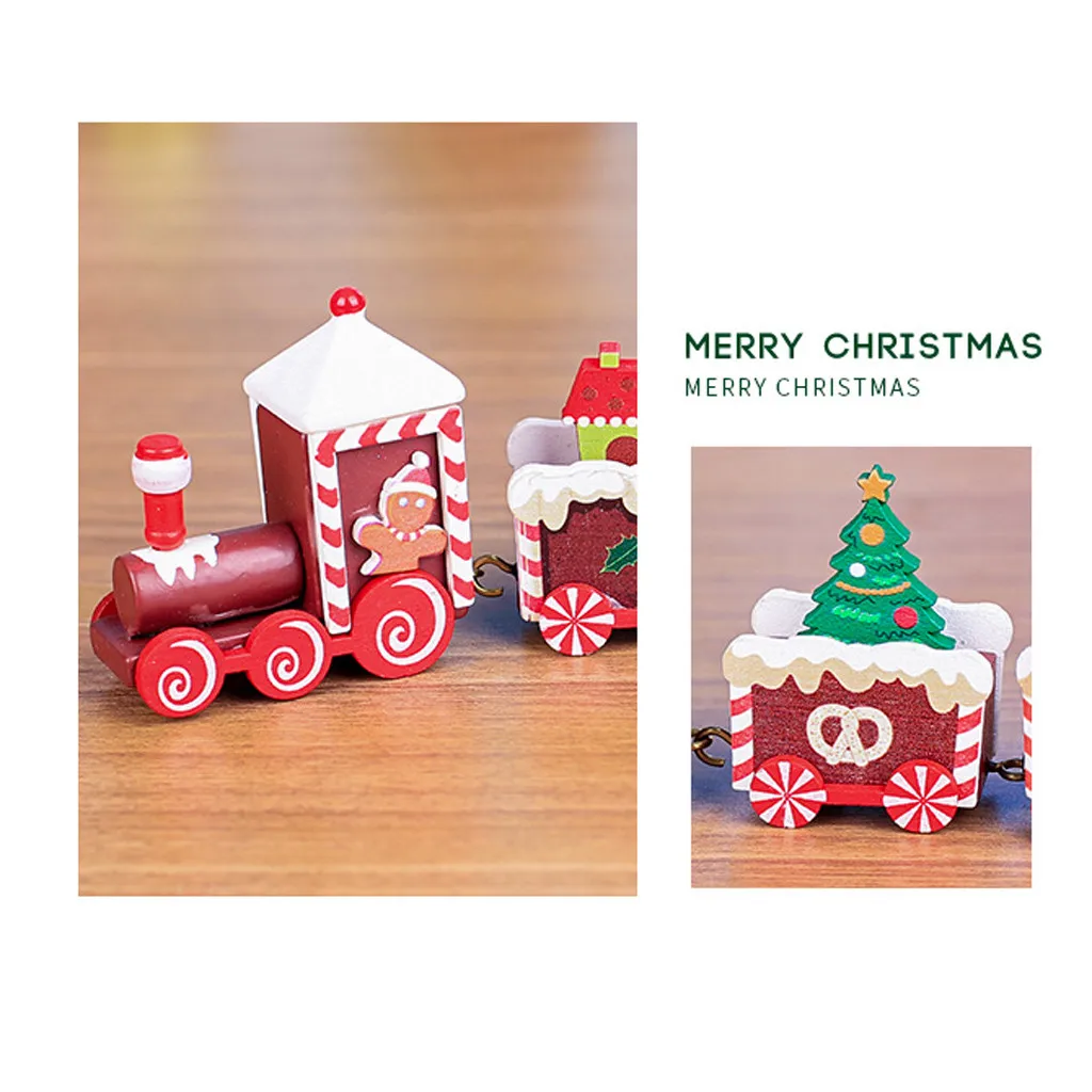 New Christmas Train Painted Wood Christmas Decoration for Home with Santa/bear Xmas kid toys gift ornament navidad new year Gift