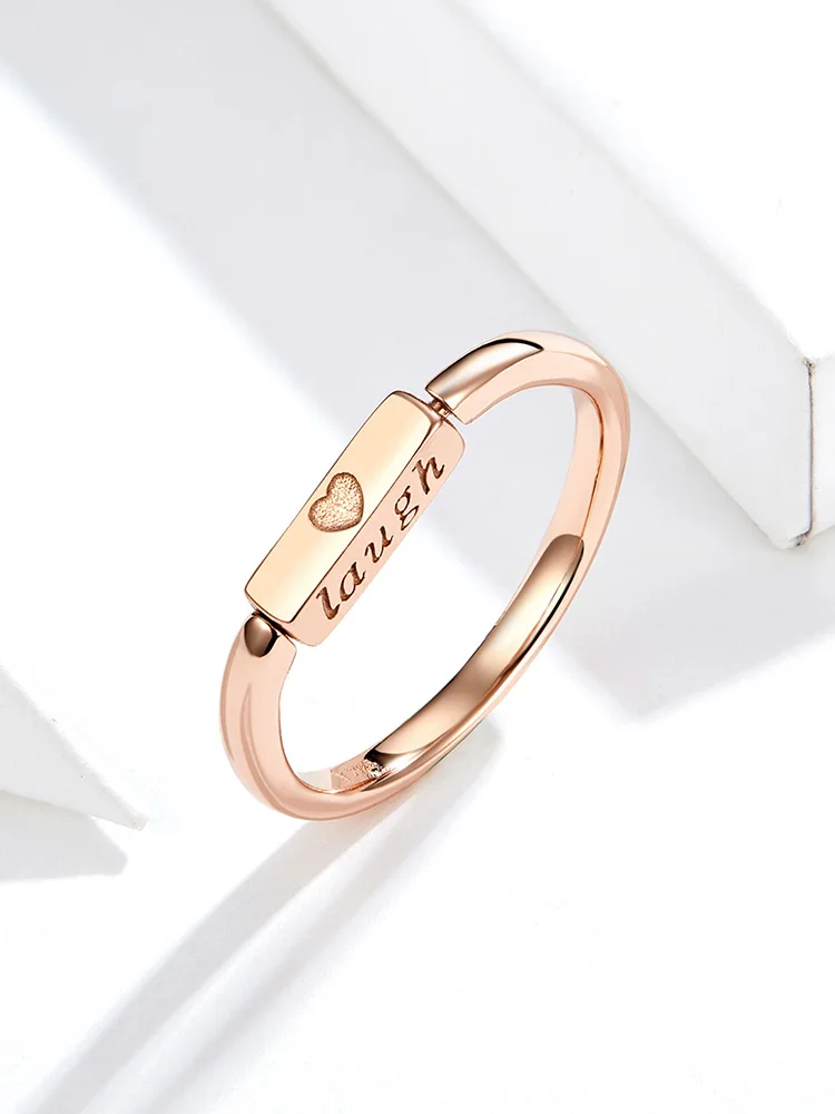 Bamoer перстень для женщин, настоящее 925 пробы Серебряное кольцо с надписью "живой Смех", кольца для смелости, дизайн SCR587