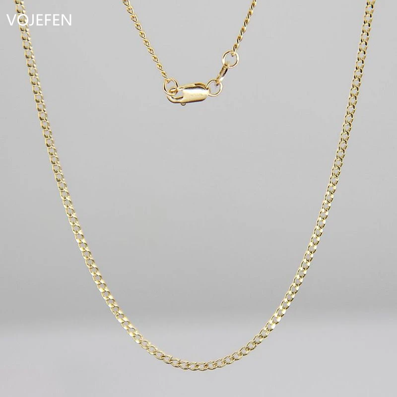 VOJEFEN 18K Real Gold Choker Necklace 