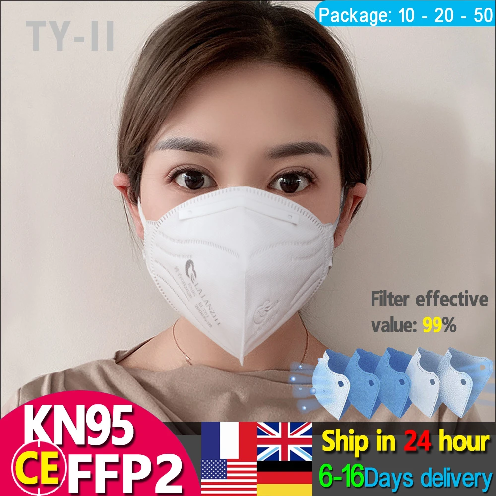 LAIANZHI kn95 CE FFP2 face mask 10 20 50 pcs pm2.5 masks disposable filter masks harmful 99