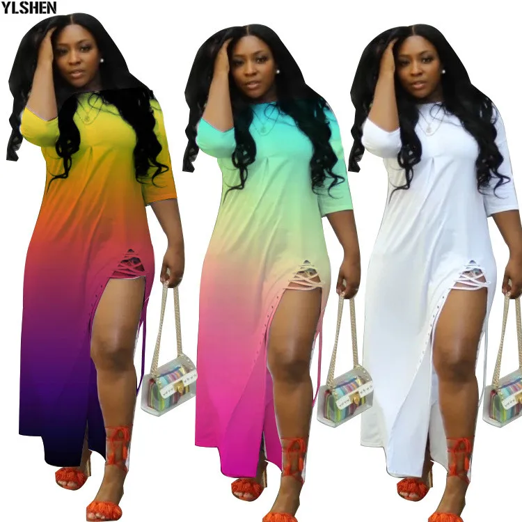 African Dresses for Women Dashiki Africa Dress African Clothes Bazin Clothing Fashion Style Elegant Split Bandage Party Dress 01