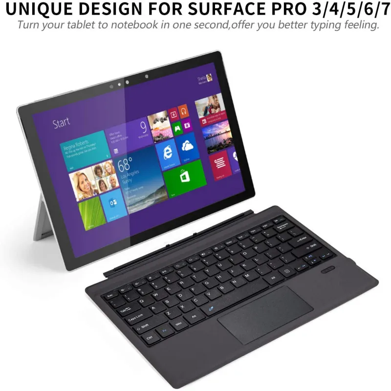 Teclado para Microsoft 12.3 sem Fio 10 tipo Capa Surface 5 6 7 2021 Bluetooth Tablet Teclado Superfície ir 1 2 Touchpad Pro 3 - 4 - Imagem 2