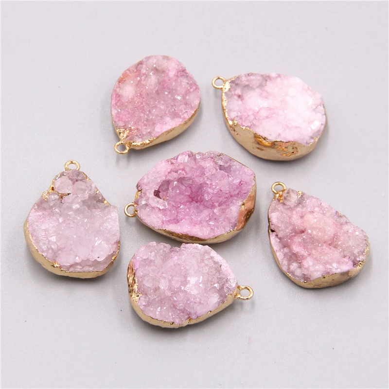 Натуральный розовый кристаллический кварц, подвеска, аксессуары, Несимметричное Кристальное ожерелье, серьги, подвеска, Шарм для изготовления ювелирных изделий