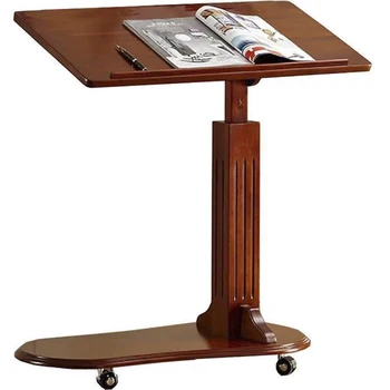 

American Solid Wood Liftable Laptop Table Mobile Lazy Table Bed With Coffee Table And Wheeled Sofa Side Table