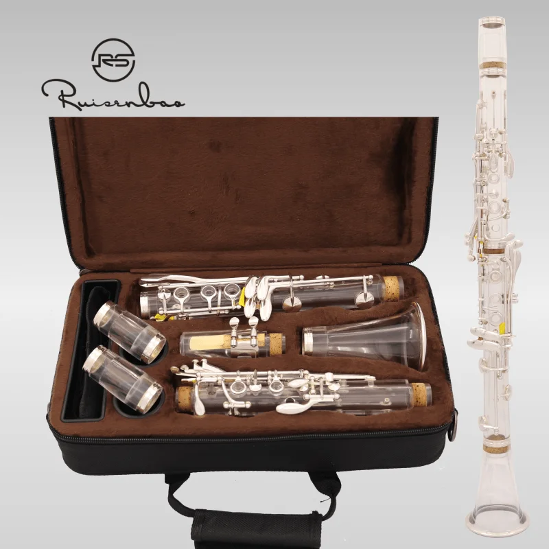 Silver plated Gold plated Bb clarinet acrylic transparent tube body excellent timbre